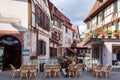 Wissembourg, France. September 13th, 2009. The tables of a coffee shop along the streets of the center