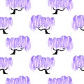 Wisteria Blossom Tree Seamless Pattern