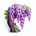 High-quality Wisteria 3d Icon With Smooth Shiny Cartoon Clay Material
