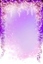 Wisteria Purple Background Glitter Silhouettes Flowers Vertical Mobile Postcard. Generative AI