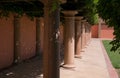 Wisteria shades a walkway Royalty Free Stock Photo