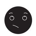 Wistful emoji black vector concept icon. Wistful emoji flat illustration, sign