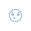 Wistful emoji line icon concept. Wistful emoji flat vector symbol, sign, outline illustration.