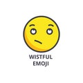 Wistful emoji vector line icon, sign, illustration on background, editable strokes