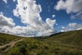 Trail from Wistman`s Wood - an ancient landscape on Dartmoor, Devon, England