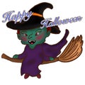 Witch riding a broom Royalty Free Stock Photo