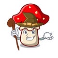 Witch amanita mushroom mascot cartoon