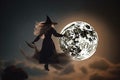 witch backdrop of the moon and stars Halloween Royalty Free Stock Photo