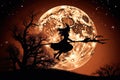 witch backdrop of the moon and stars Halloween Royalty Free Stock Photo