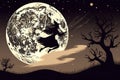 witch backdrop of the moon and stars Halloween Royalty Free Stock Photo