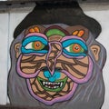 Witch, Befana Grafito on Public Wall, Street Art Graffiti, Hallo