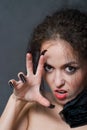 Witch with black nails Royalty Free Stock Photo