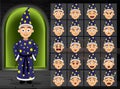 Witch Blue Costume Boy Cartoon Emotion Faces Vector Illustration Royalty Free Stock Photo