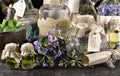 WItch bottles with herbs and scroll