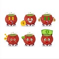 Witch bowl cauldron cartoon character with cute emoticon bring money