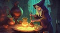 A witch brewing a potion