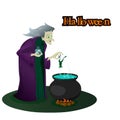 Witch brews potions. halloween. vector Royalty Free Stock Photo