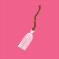 Witch broom icon, design element on a red background. Royalty Free Stock Photo