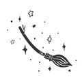 Witch broom icon. Magic broom. Halloween symbol. Magician tool