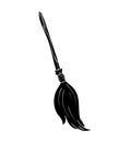 Witch broom silhouette cartoon vector symbol icon design. Royalty Free Stock Photo