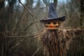 witch broomstick made from twigs and straw