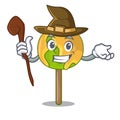 Witch candy apple mascot cartoon