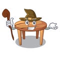 Witch cartoon wooden dining table in kitchen