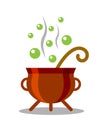 Witch cauldron with boiling magic potion with bubbles Royalty Free Stock Photo