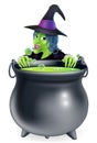 Witch and Cauldron Cartoon Royalty Free Stock Photo