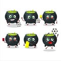Witch cauldron cartoon character working as a Football referee Royalty Free Stock Photo