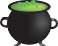 Witch cauldron with hot green potion Royalty Free Stock Photo