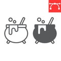 Witch cauldron line and glyph icon