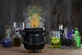 Witch cauldron with smoke Royalty Free Stock Photo