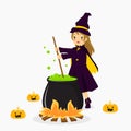 Witch and Cauldron Vector