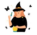 Witch character, magical occult elements