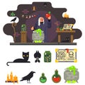 Witch cook magical sweet apple laboratory icons