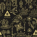 Witch craft magical symbols seamless pattern