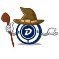 Witch Digibyte coin mascot cartoon