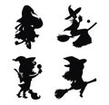 Witch flat isolated silhouettes vector Royalty Free Stock Photo