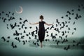 Witch floating in the air. Royalty Free Stock Photo