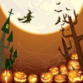 Witch fly over the moon Background illustration Royalty Free Stock Photo