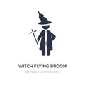 witch flying broom icon on white background. Simple element illustration from People concept Royalty Free Stock Photo