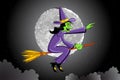 Witch Flying on Broomstick