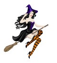 Witch flying on broomstick