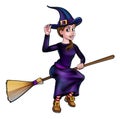 Witch Flying On Broomstick Halloween Character Royalty Free Stock Photo