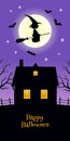 Witch flying over a house Royalty Free Stock Photo