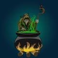 Witch with fogging cauldron