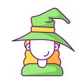 Witch-girl costume, vector color icon