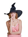 Witch girl in a halloween black hat