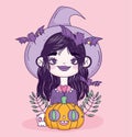 Witch girl trick or treat happy halloween Royalty Free Stock Photo